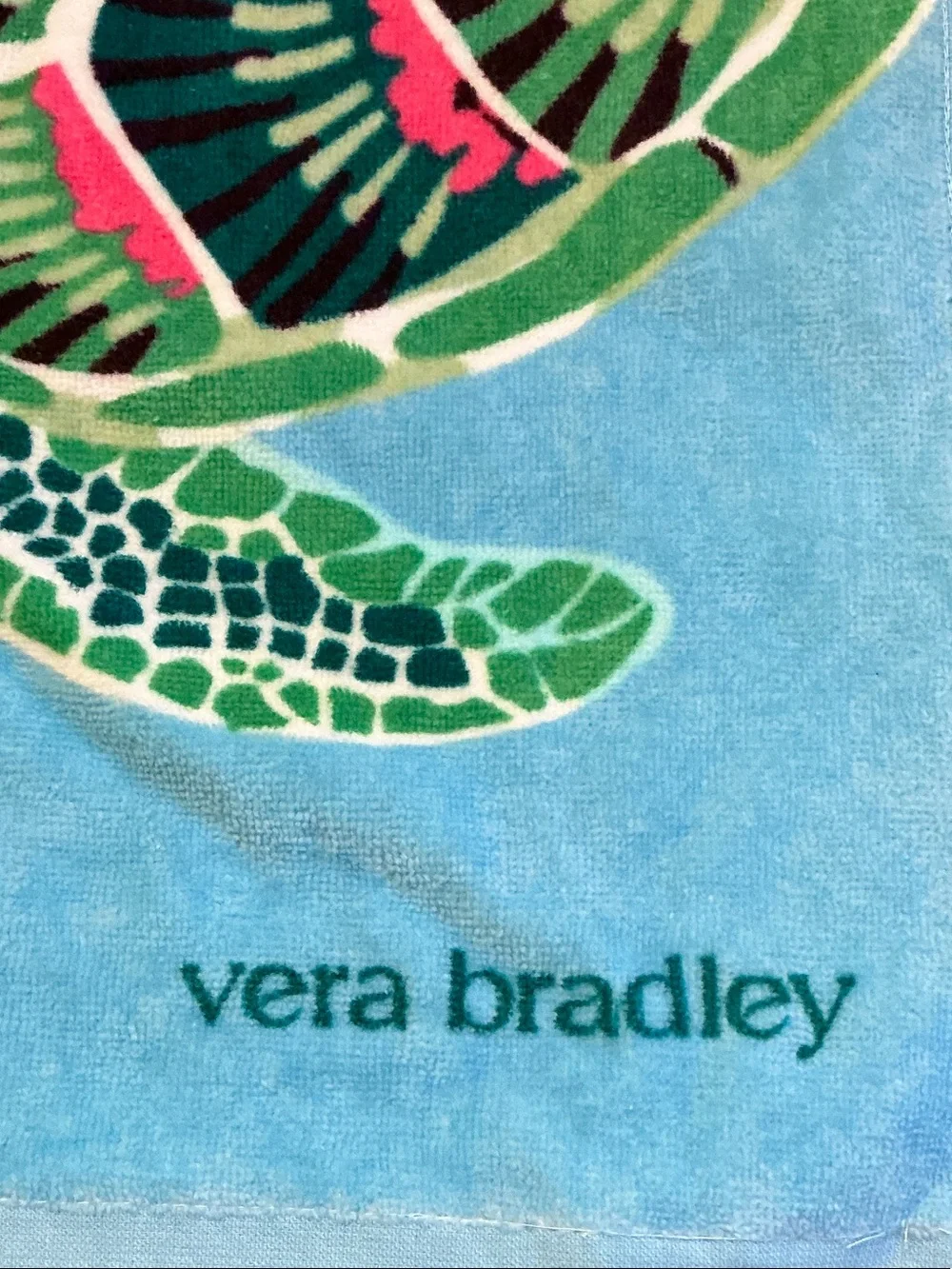 Vera Bradley Sea Turtle Beach Towel in Aqua, Green & Pink